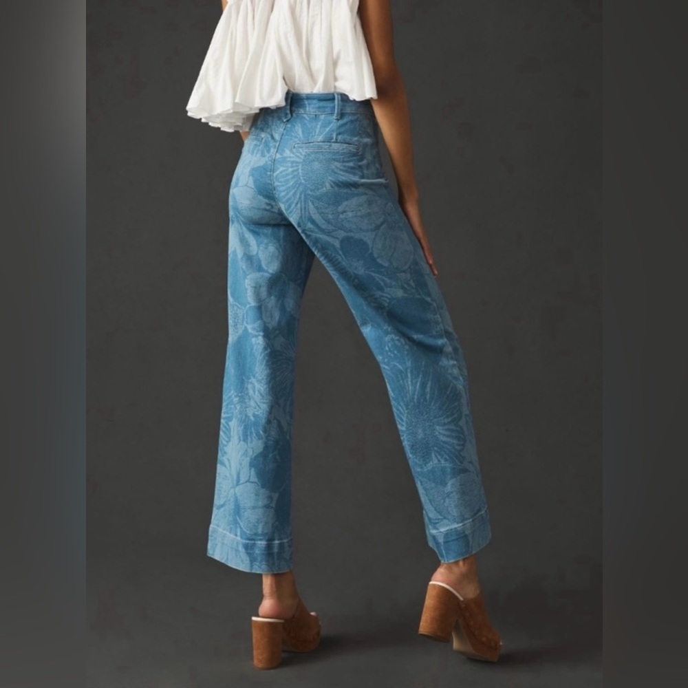 Anthropologie Pilcro The Skipper Side-Zip Cropped Floral Jeans - Picture 2 of 9